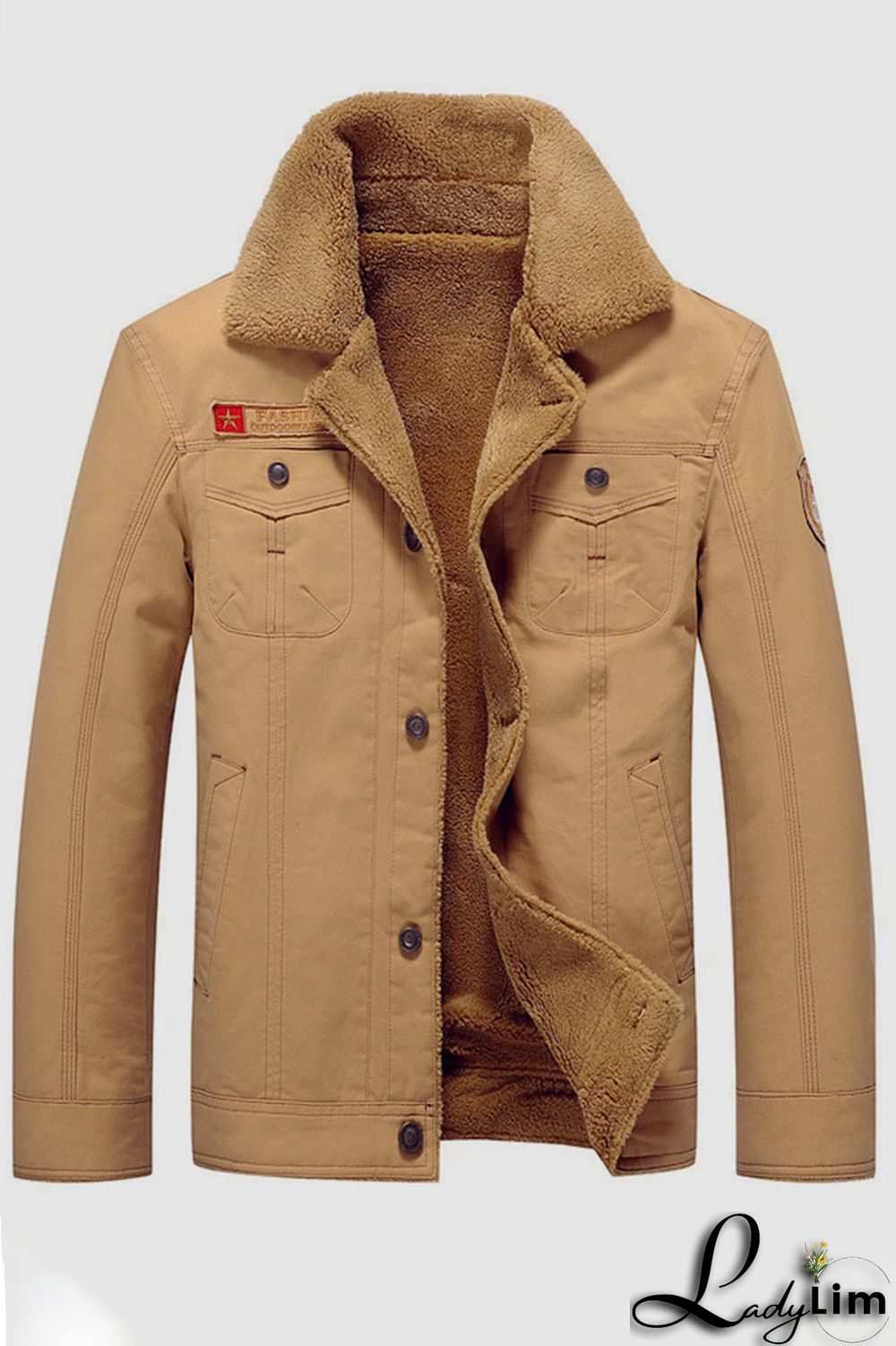 Green Casual Solid Split Joint Buckle Turndown Collar Outerwear