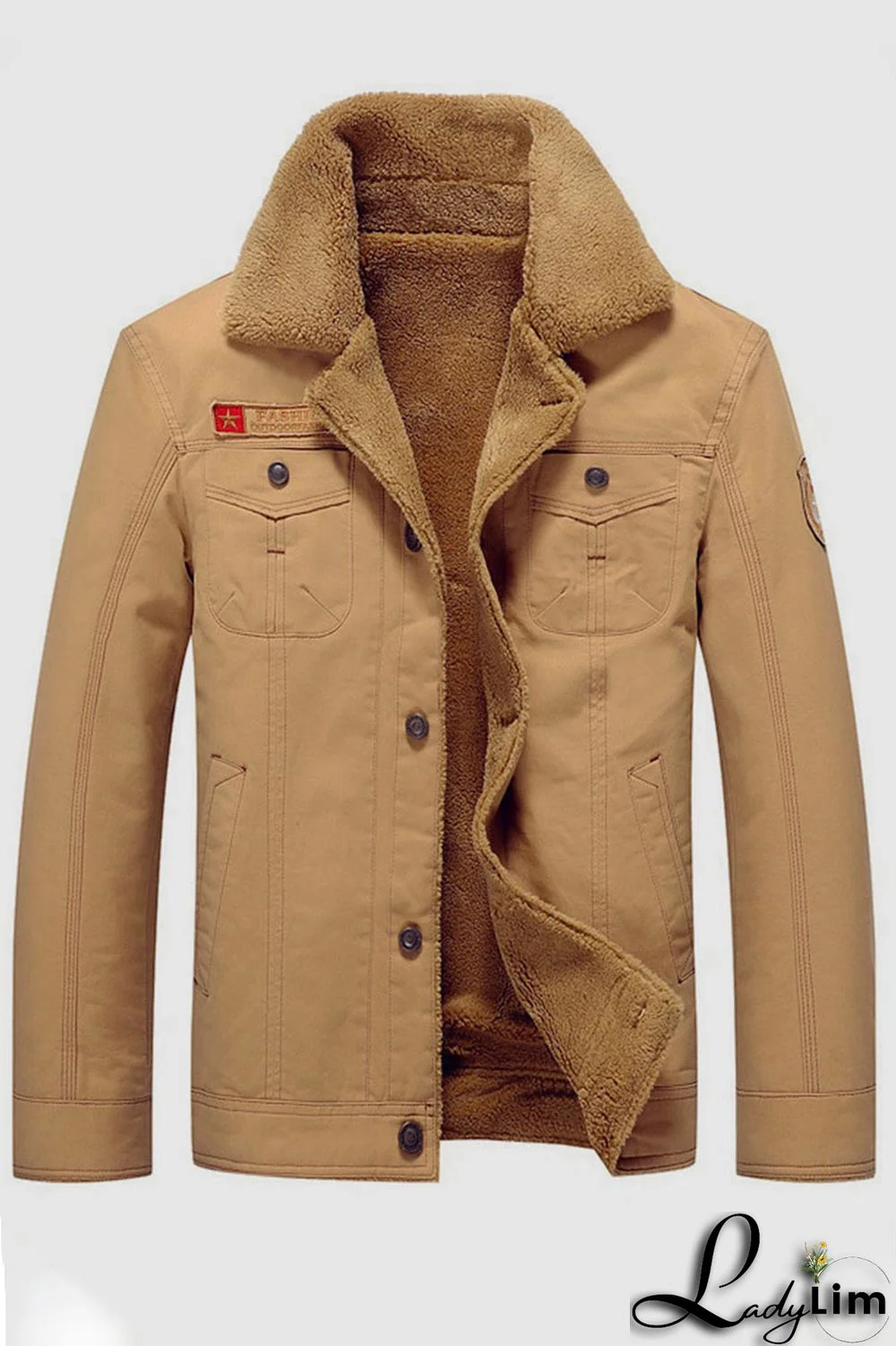 Green Casual Solid Split Joint Buckle Turndown Collar Outerwear