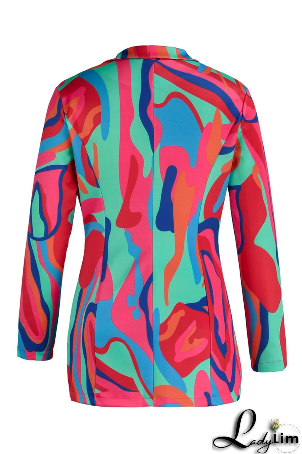 Camel Casual Print Patchwork Buttons Turn-back Collar Long Sleeve Two Pieces