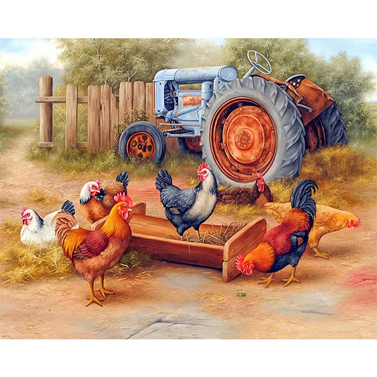 Eating Chickens - Painting By Numbers - 50*40CM gbfke