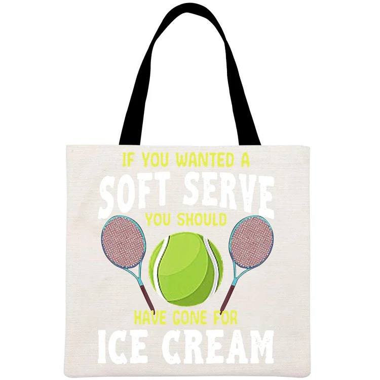 Funny Tennis Printed Linen Bag-Annaletters