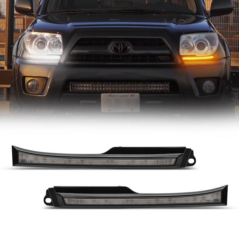 Switchback LED DRL Front Side Marker Headlight Compatible with 2006-2009 Toyota 4Runner