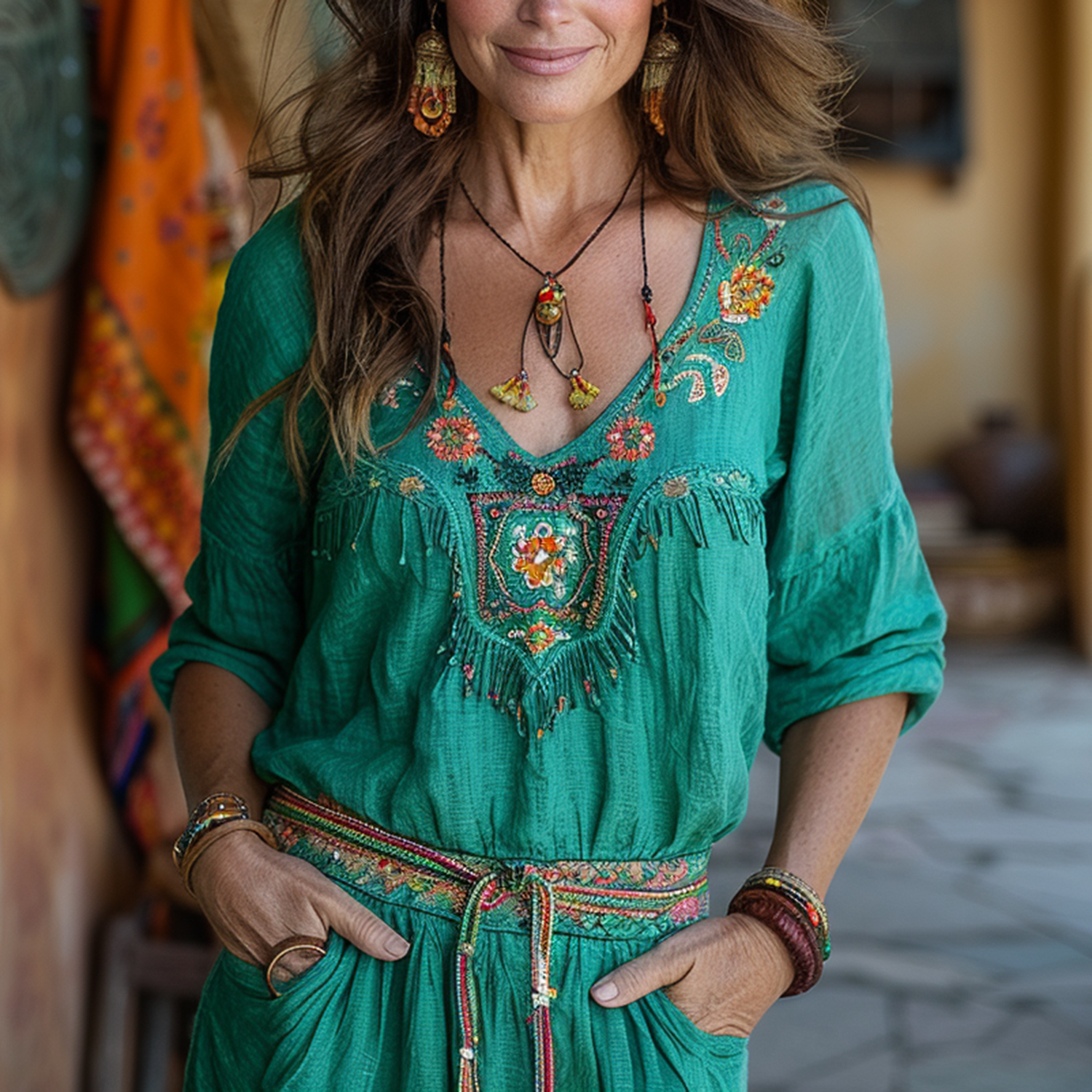 Resort Ethnic Print Top