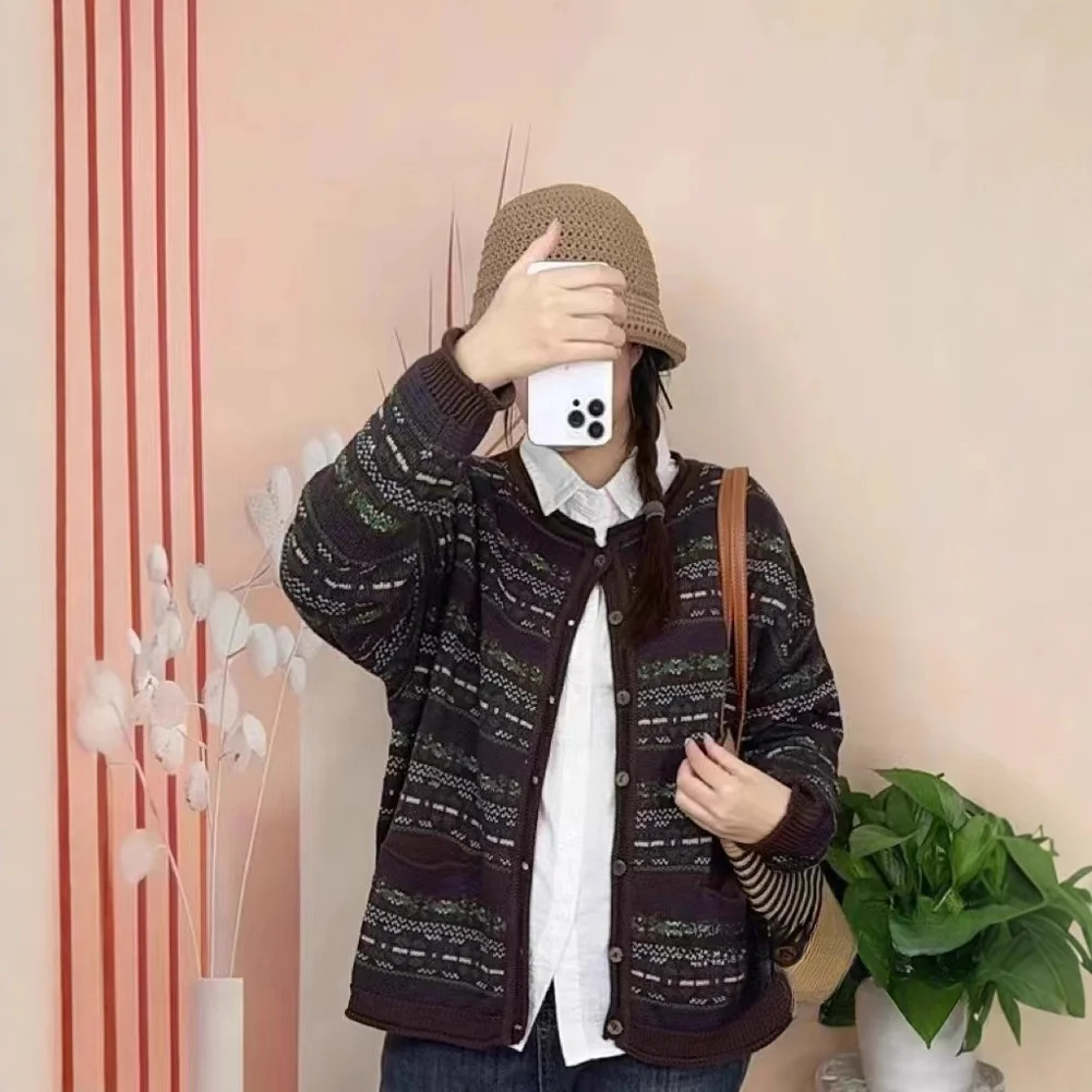 Chicfifth Sweater Women Winter Long Sleeve High Quality Autumn Vintage Top Knitted Cardigan