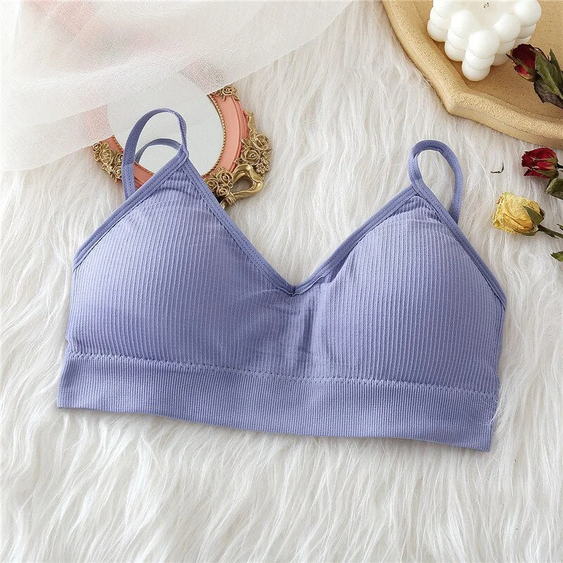 Women Tank Crop Top Seamless Underwear Crop Tops Sexy Lingerie Backless Bra Push Up Bralette Brassiere Intimate Camisole Femme