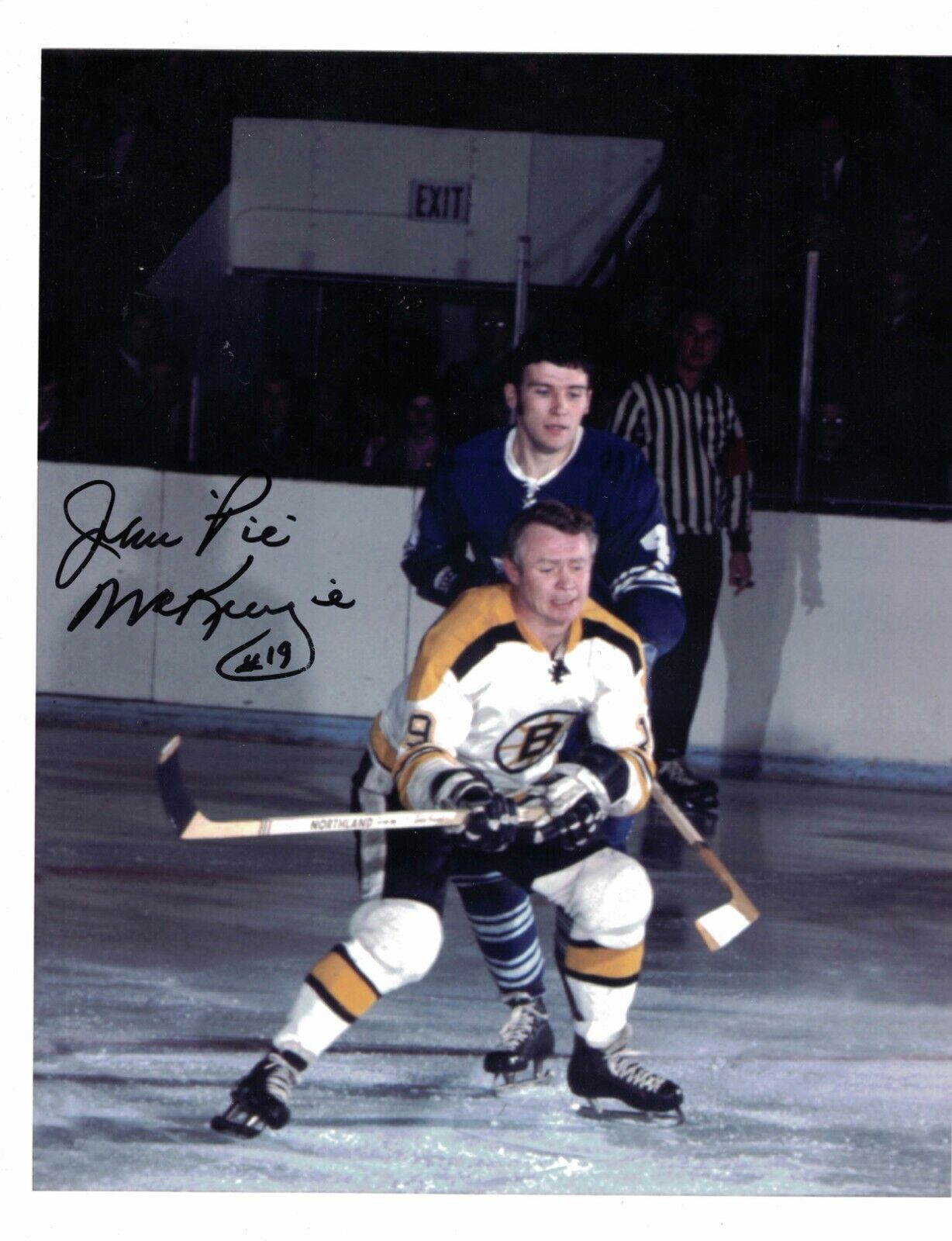 John Pie McKenzie Boston Bruins Signed 8x10 Photo Poster painting W/Our COA