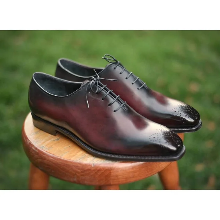 Handmade Mens Dark burgundy Oxfords dress shoes, burgundy formal Shoes