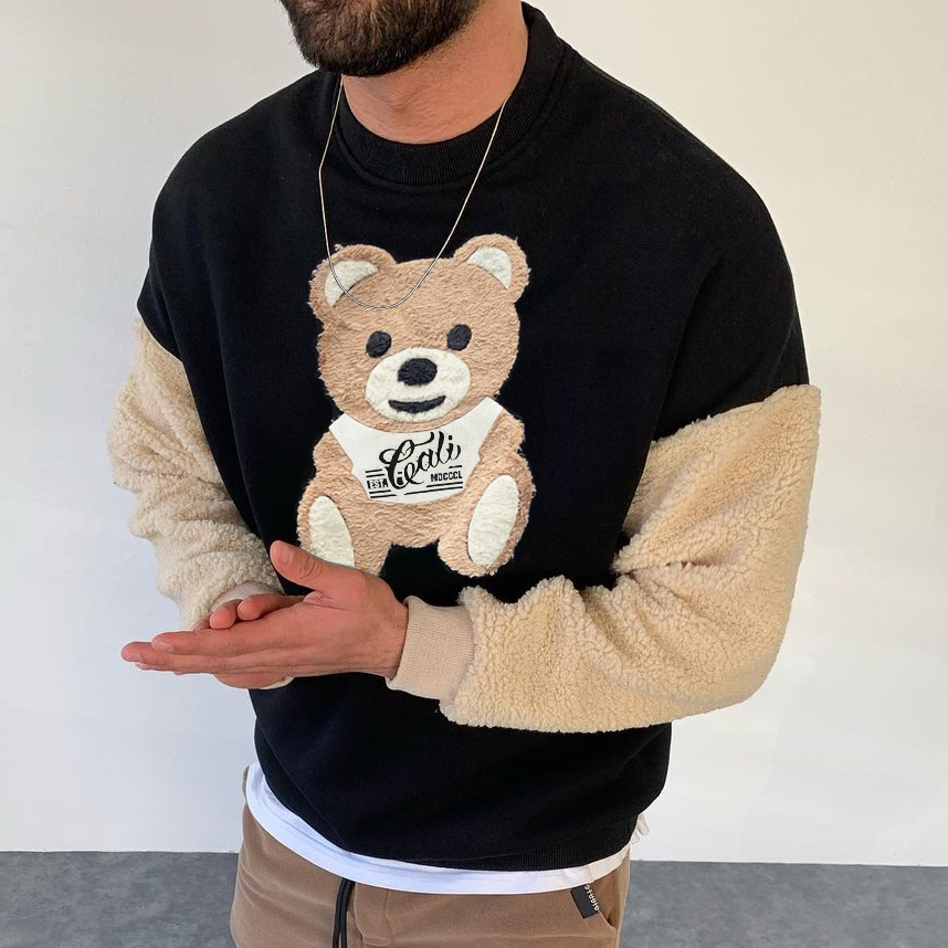 Bear Crew Neck Casual Sweatshirt