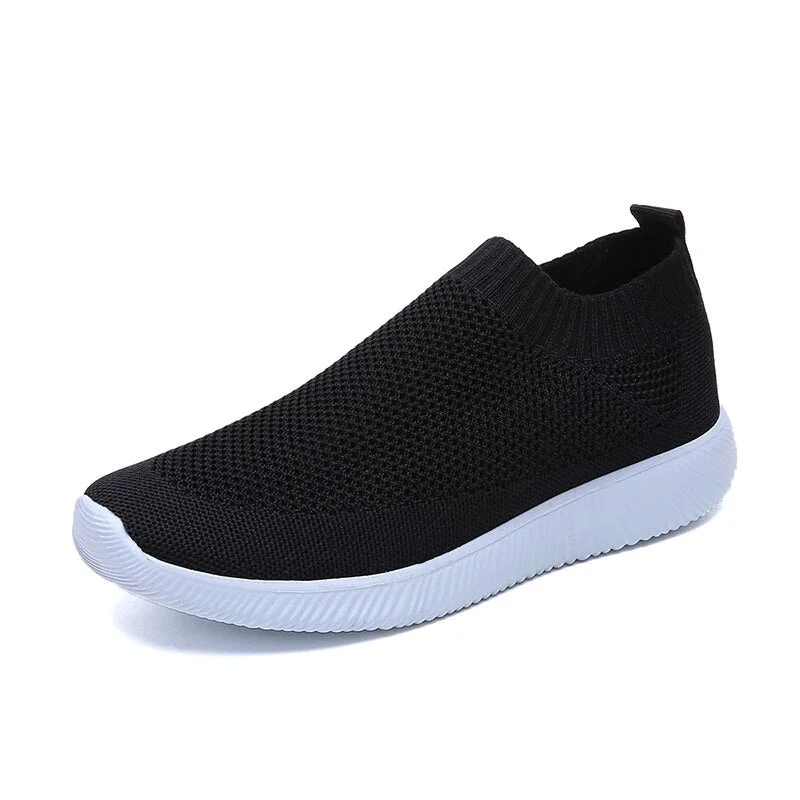 Women Slip On Sock Sneakers Mesh Knitted Sock Shoes Ultra Lightweight Flats Laides Trainers Female Pink White Breathable Shoes