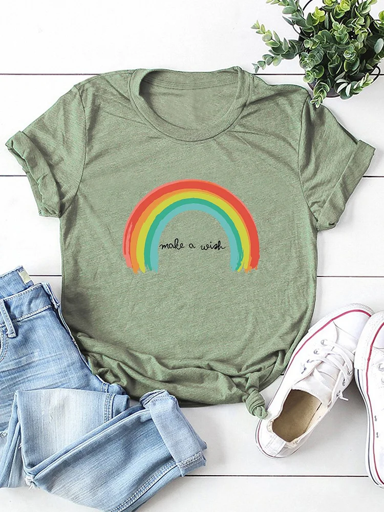 Bestdealfriday Rainbow Make A Wish Graphic Tee