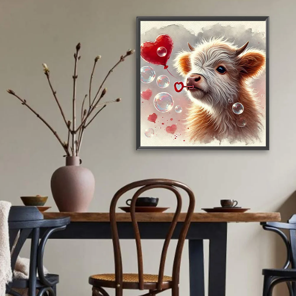 Diamond Painting - Full Square Drill - Valentine's Day Cow(Canvas|35*35cm)
