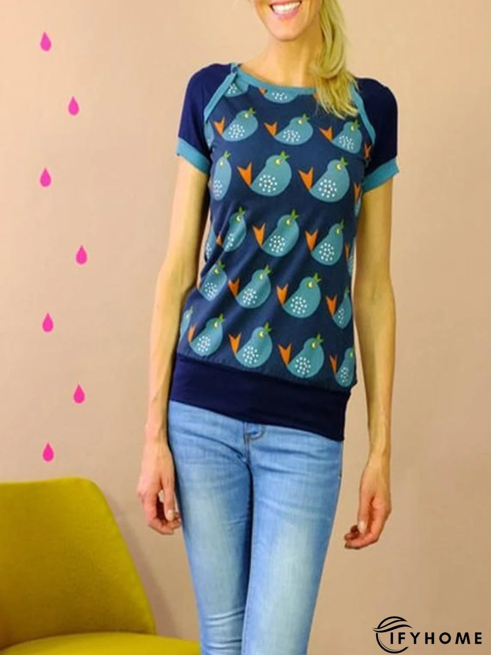 Statement Vintage Printed Short Sleeve Plus Size Casual Tops | IFYHOME