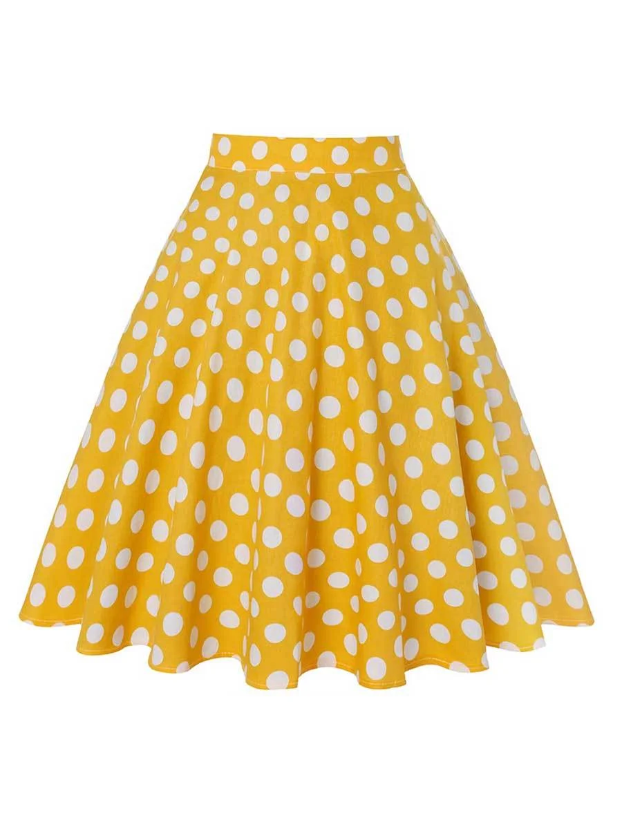 Vintage Skirt Retro High Waist Cotton Swing Skirt