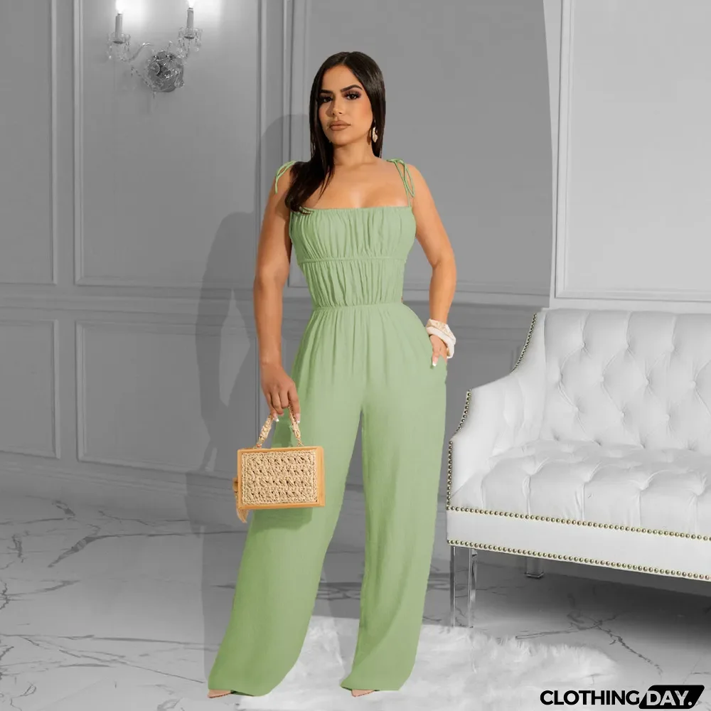 Solid Sleeveless Sling Jumpsuit