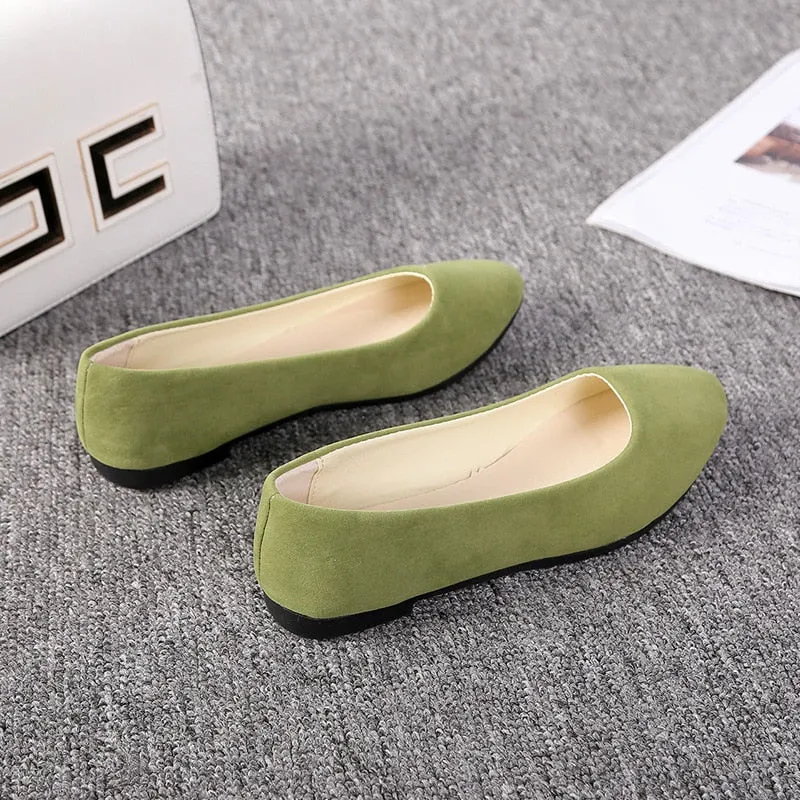 Women Flat Shoes Trend Simple Sweet Classic Candy Colors New Autumn Summer Casual Flock Flats Boat Cute Girls Flats Office Shoes