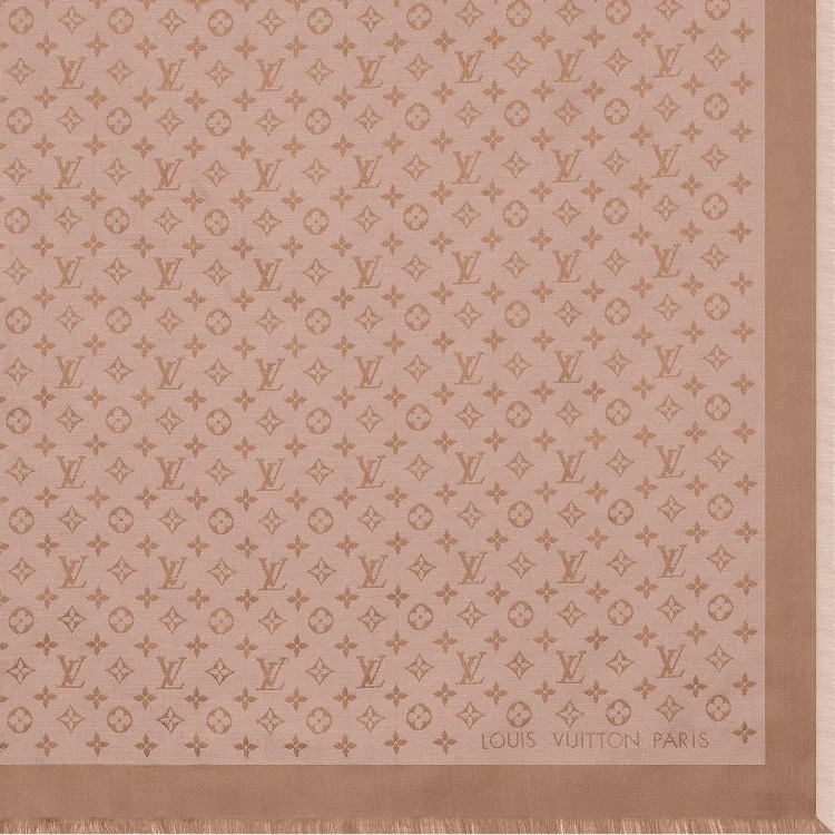 Louis Vuitton Monogram Classic Shawl Ecru Silk