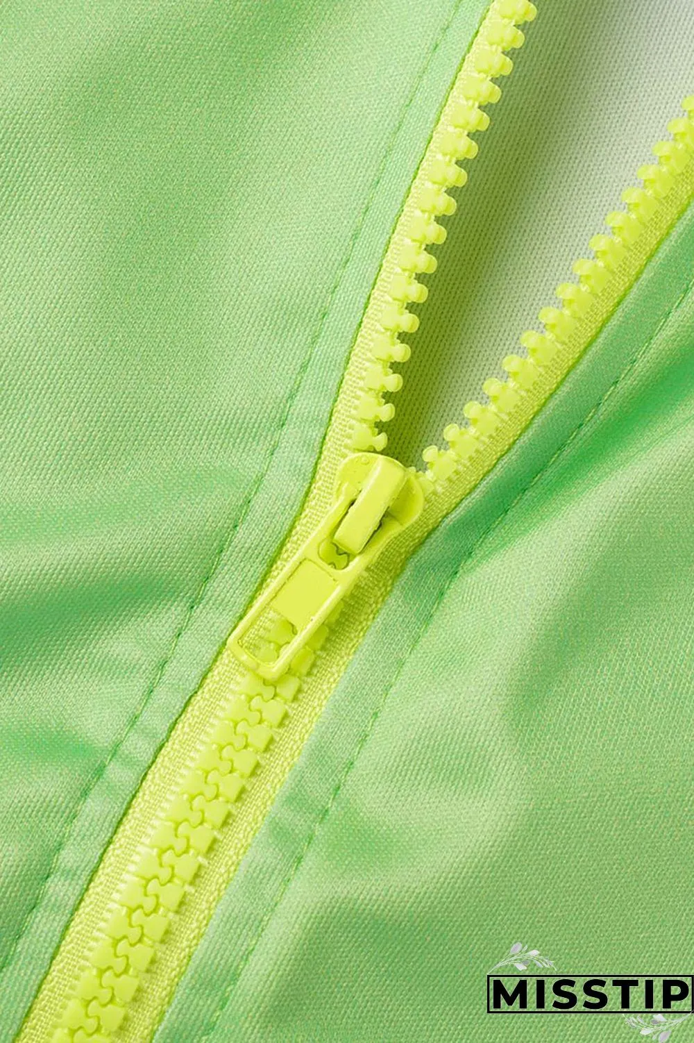 Fluorescent Green Casual Sportswear Print Patchwork Zipper Collar Long Sleeve Two Pieces