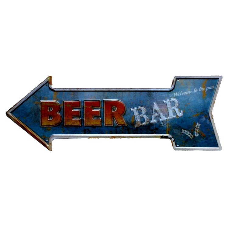 Restaurant Beach  Beer Bar Coffee - Arrow Shape Vintage Tin Sign - 45*16CM