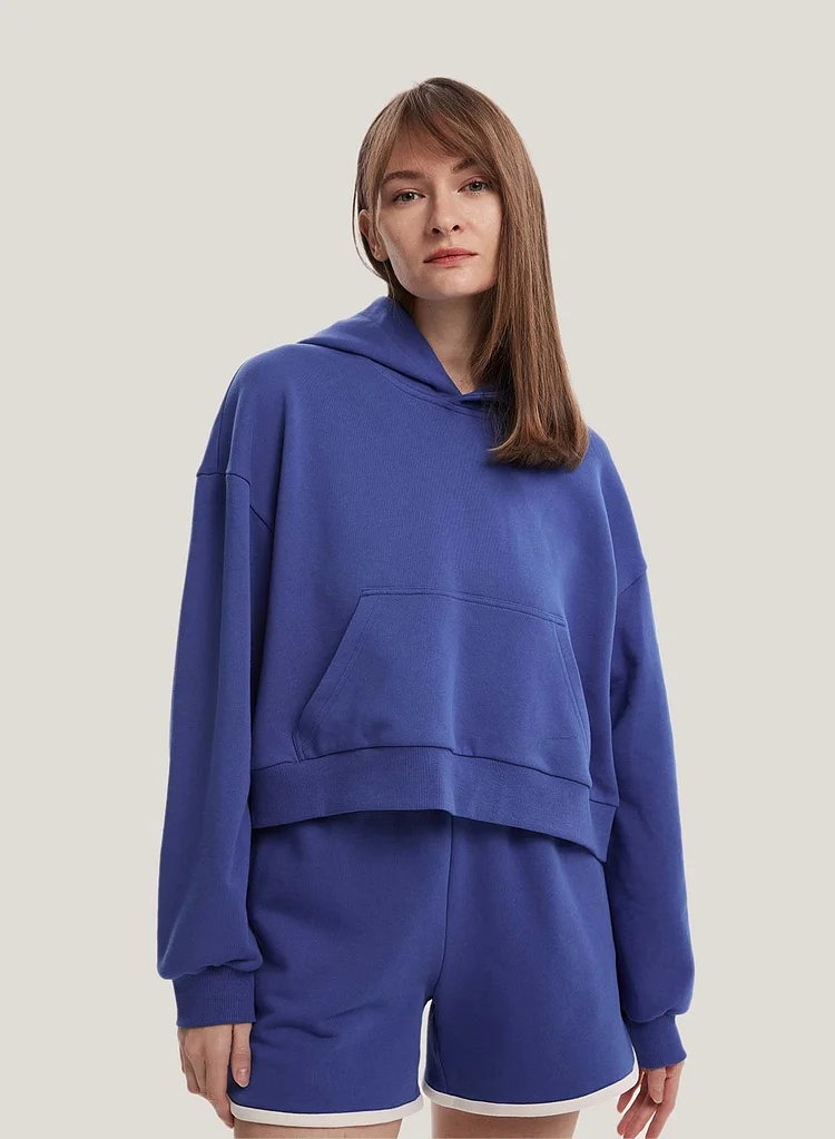 Dropped-Shoulder Pocket 100% Cotton Hoodie