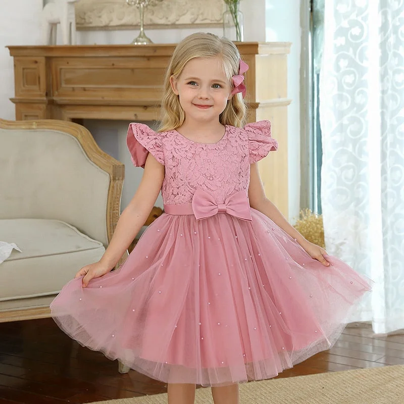 Baby Girls Princess Party Dress Toddler Kids Lace Embroidery Tulle Elegant Wedding Birthday Prom Gown Children Christmas Clothes