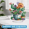 (US Only)Acrylic 2D Flat Print DIY Cactus Pots Diamond Painting Art Tabletop Decorations