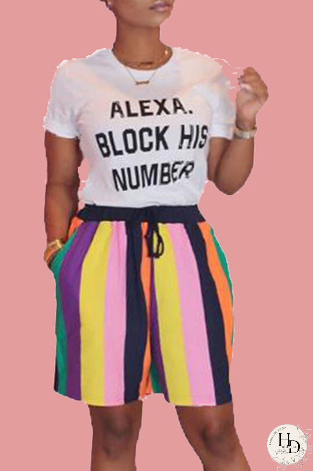 Black Casual Print Two Piece Suits Loose Short Sleeve Two-Piece Short Set