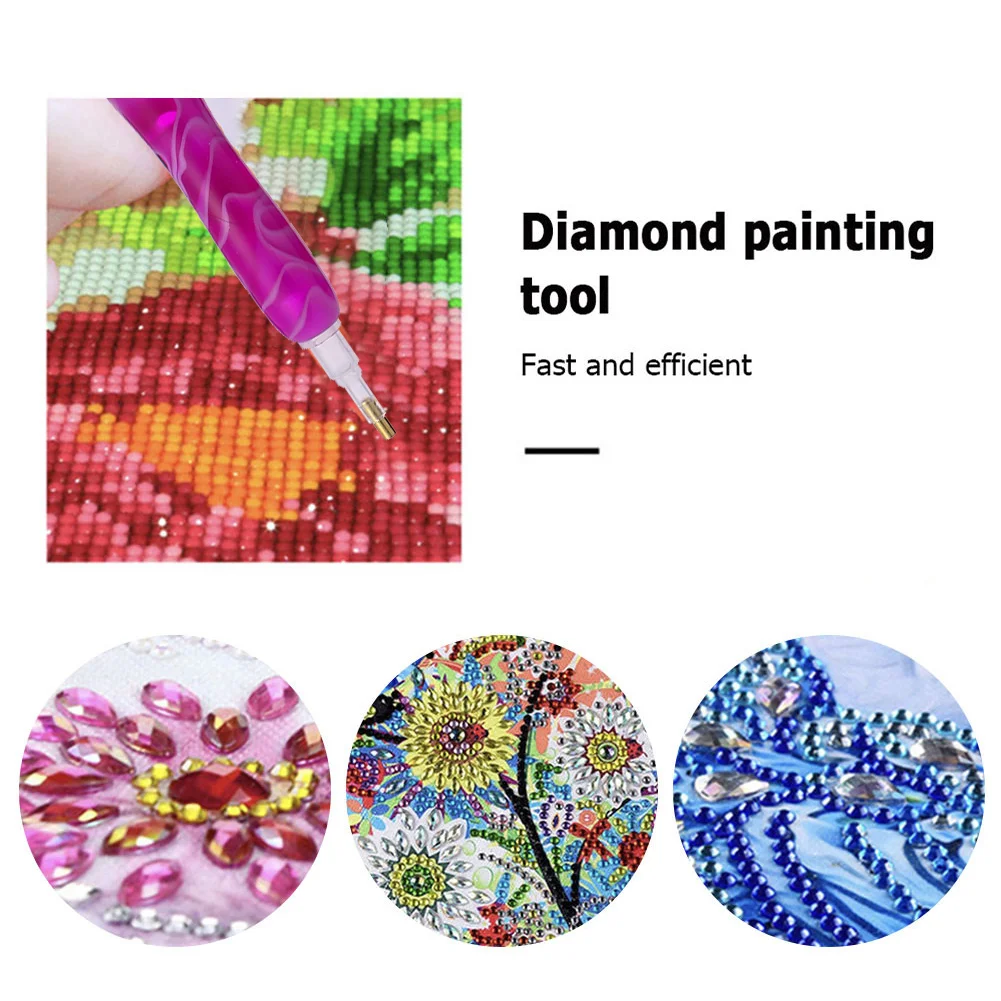 Resin 5D Diamond Painting Pen Kit with 5 Drill Pen Picking Heads and 1 Glue Clay