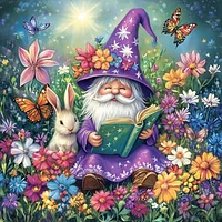 Whimsical Gnome and Bunny - Diamond Painting