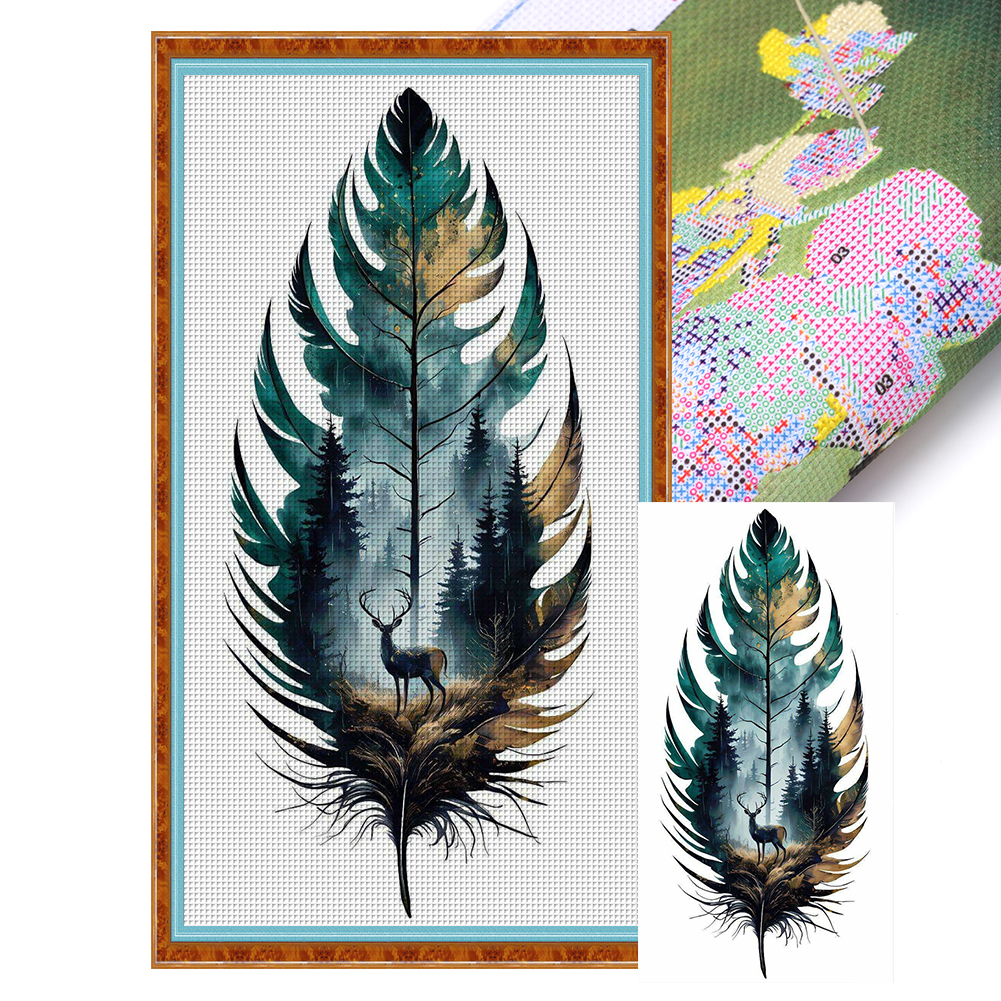 Silhouette Feather Full 11CT Pre-stamped Canvas(40*70cm) Cross Stitch