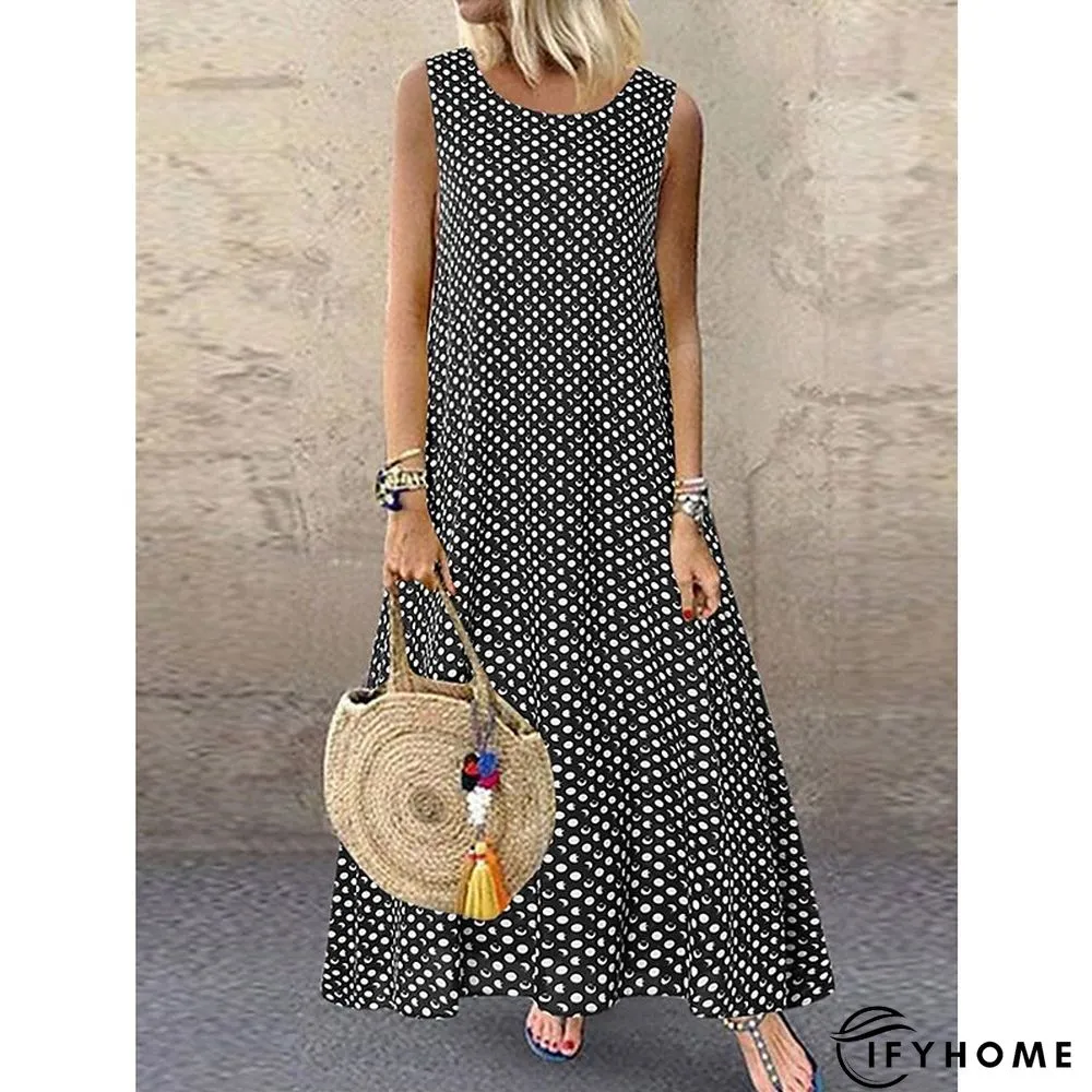 Womens Long Dress Maxi Casual Swing Polka Dot Fashion Outdoor Daily Weekend Print | IFYHOME