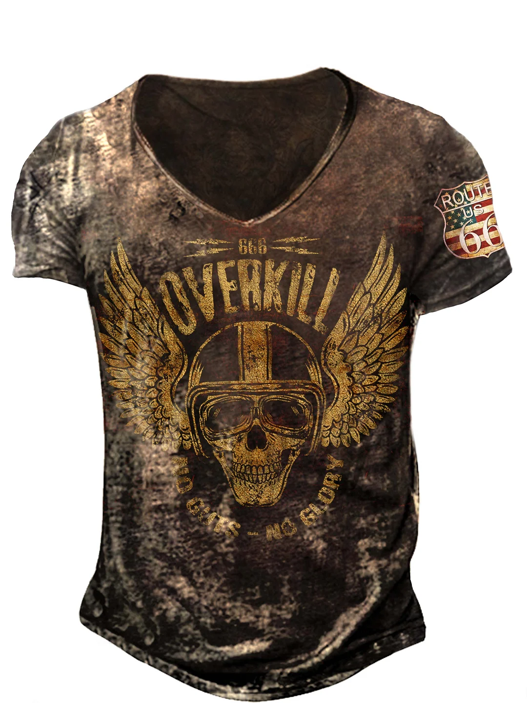 Mens Route 66 print outdoor quick-drying short-sleeved T-shirt / [viawink] /