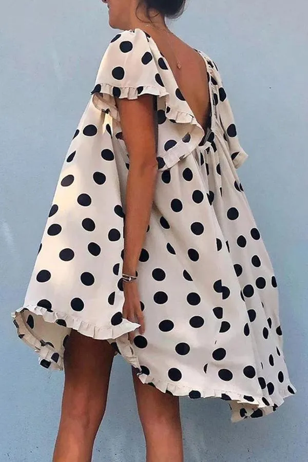 Chiffon Backless Polka Dot Tie Dress main image 0