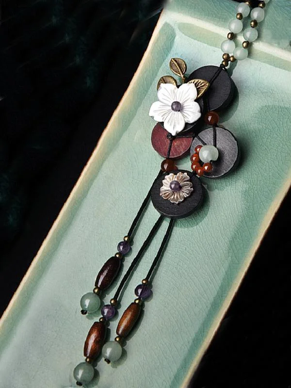 Original Flower Wood Necklaces