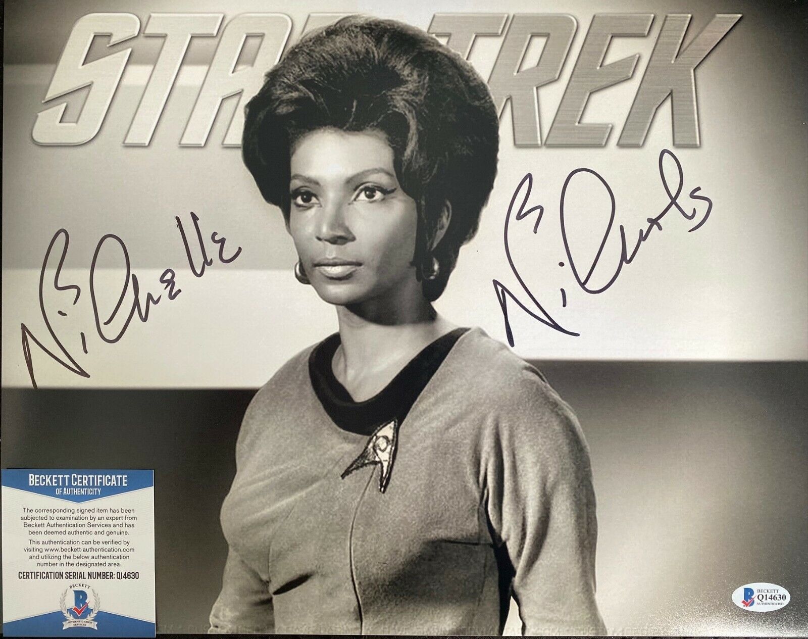 Nichelle Nichols Star Trek Original Autographed 11X14 Photo Poster painting w/Beckett COA