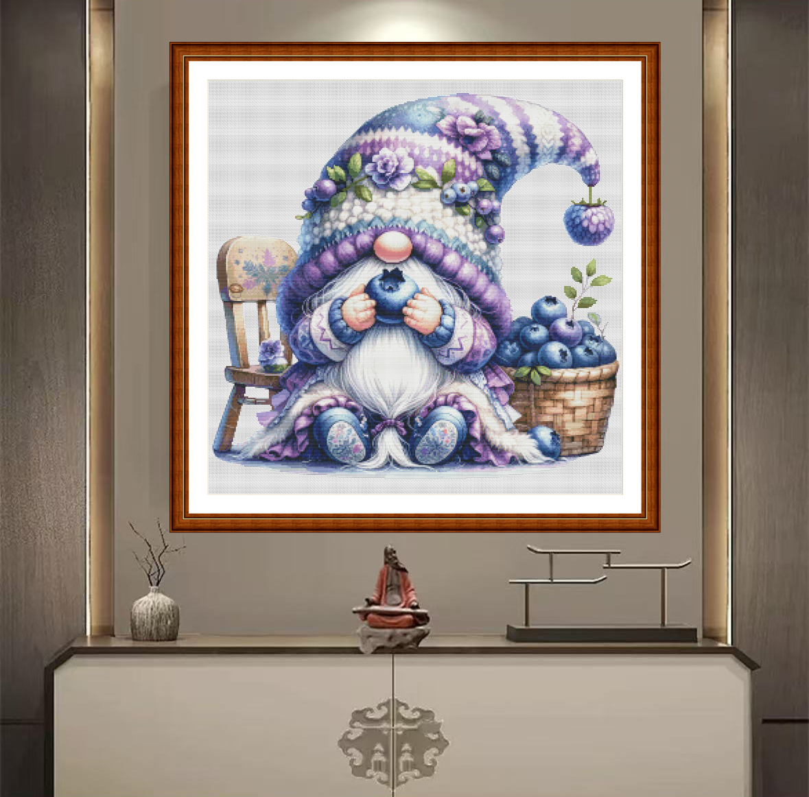1set DIY Printed Cross Stitch Kit, 【ZZ4928 Blueberry Dwarf】cross stitch embroidery fabric Painting Fairy Cross Stitch