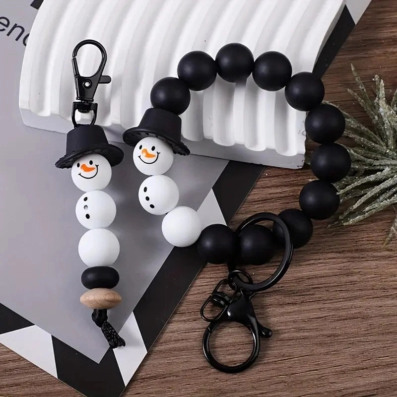 Cartoon Style Cartoon Snowman Alloy Silica Gel Beaded Christmas Bracelets Keychain