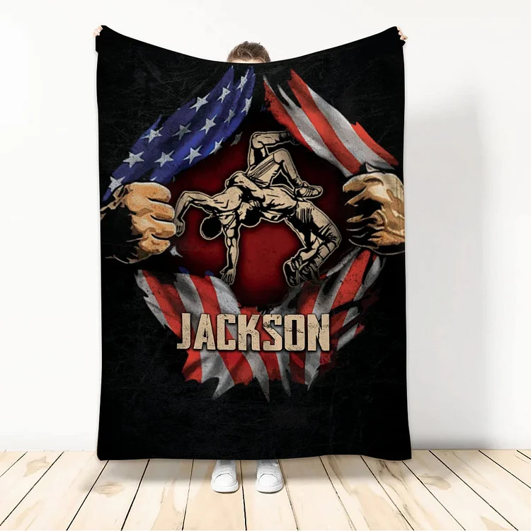Personalized Wrestling Blanket  WB08[personalized name blankets][custom name blankets]