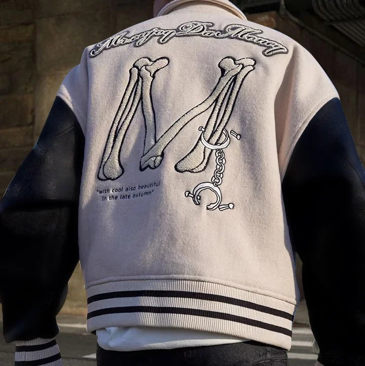 Casual bone chain rugby baseball jacket