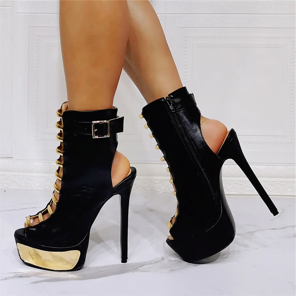 Slingback Ankle Boots All Match Heel Booties With Platform