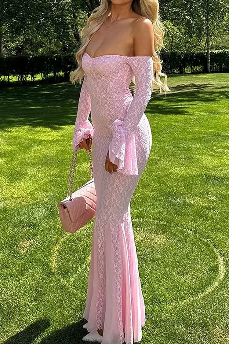 Long Sleeve Sweetheart Maxi Dress Elegant Women's Evening Gown
