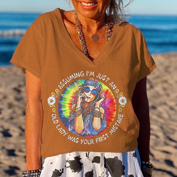 Assuming I'm Just An Old Lady Was Your First Mistake Print Tees