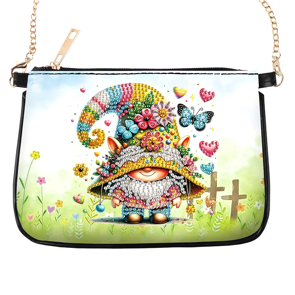 Flower Gnome Diamond Painting Coin Chain Purse 5D DIY Diamond Handmade Chain Bag