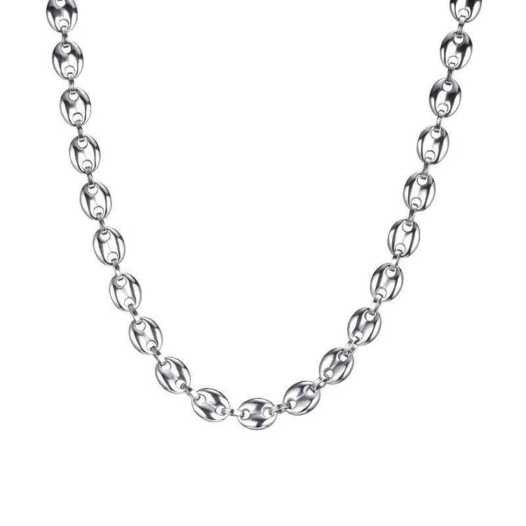 11MM  Silver Coffee Beans Link Chain-VESSFUL