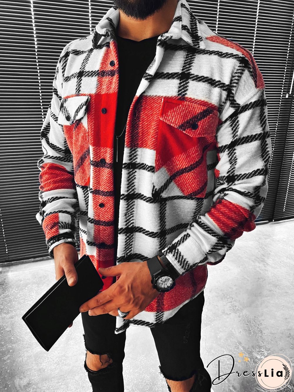 Casual Fashion Plaid Texture Long Sleeve Shirt Jacket