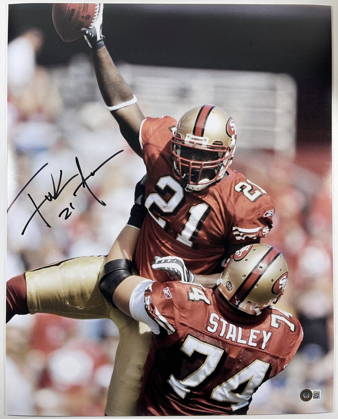 FRANK GORE SIGNED AUTOGRAPHED 16x20 Photo Poster painting SAN FRANCISCO 49ERS BAS WITNESS COA