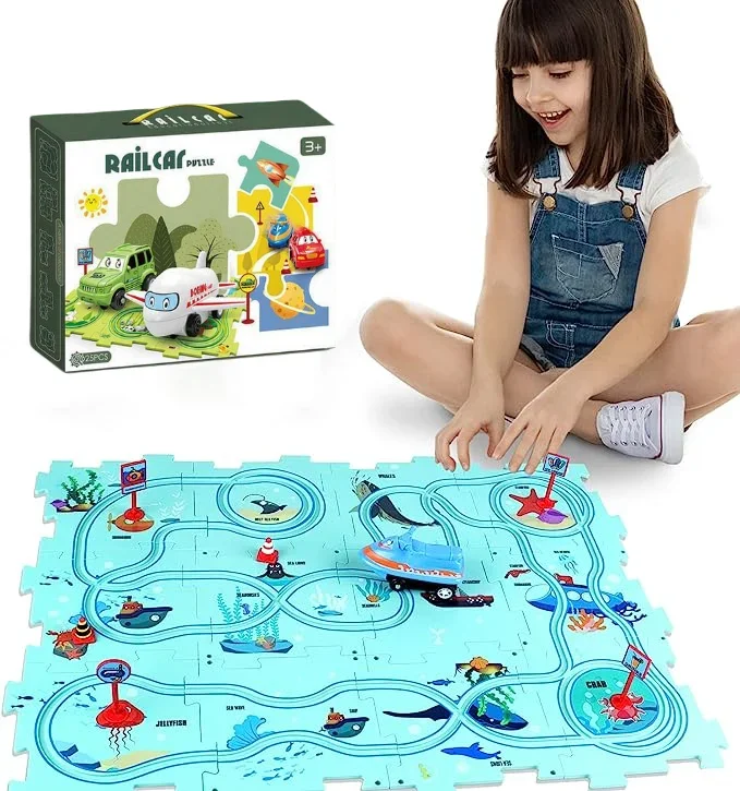  🔥Last Day Sale 50% 🔥Children's Educational Puzzle Track Car Play Set