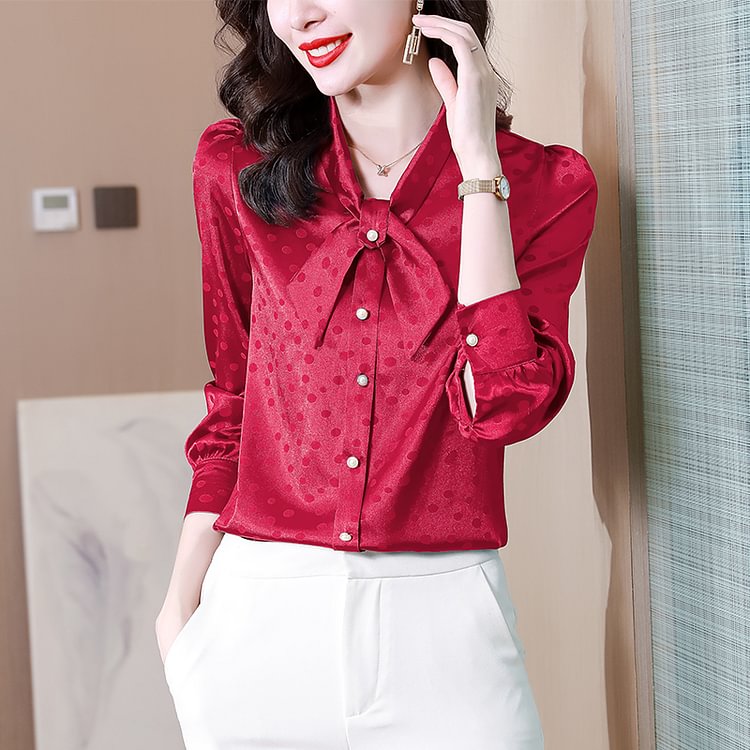Bow Dot Satin Shirt