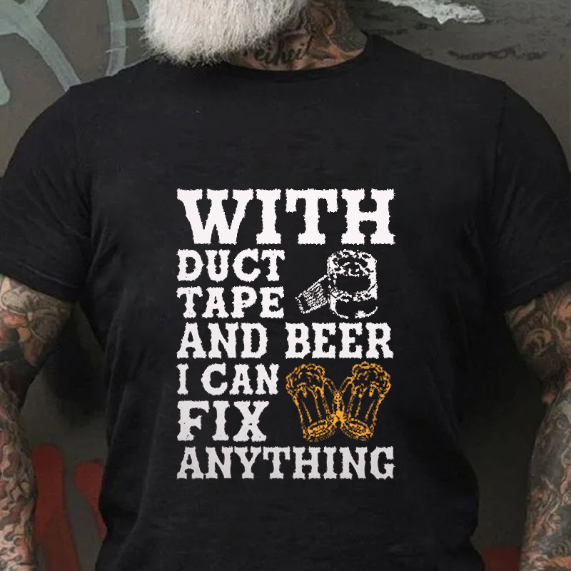 Men's Funny Word Fix And Beer Casual Cotton T-Shirt ctolen