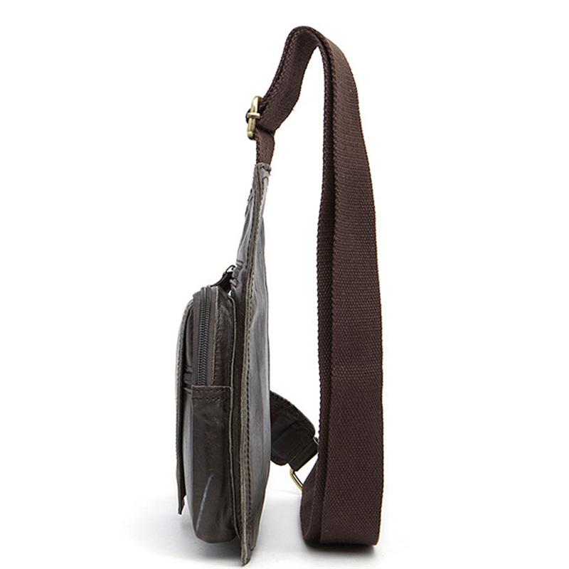 Irregular Design Men's Chest Bag Leather Solid Color Shoulder Bag Crossbody Bag