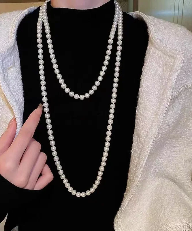 Autumn And Winter Luxury Design Double Layer Long Pearl Necklace